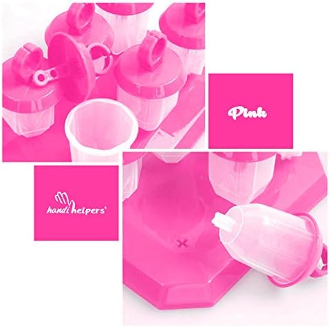 Adorable Mini Ring Jewel Popsicle Molds Popsicle Maker Mold w/ Drip Guard Handles (Pink)
