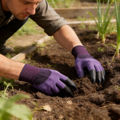 Image of Gardening Gloves with Claw, Waterproof, Universal Fit，(Green) | For planting,digging,weeding,and seeding,Men and women universal fit,Outdoor Work with Grip,waterproof design for garden work