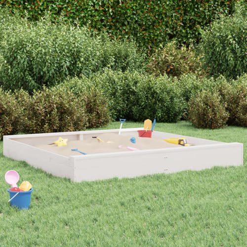 Homgoday Arenero con Asientos Cuadrado Madera Maciza de Pino Blanco arenero niños Exterior arenero niños Pino Blanco