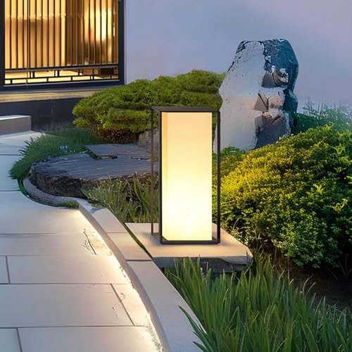 Lampadaire rectangulaire contemporain en acrylique blanc au design épuré pour cour - 5