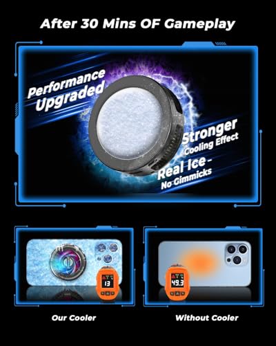 Image of GRENARO 15W Magnetic Phone Cooler for Gaming, Smart AI /L1 /L2 Mode for Temperature Control, Instant Freeze Gaming Cooler for Phone, Cooling Fan for Mobile with Enhanced Refrigeration Chip (Black Blue)