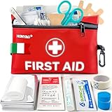 HONYAO Mini Kit Pronto Soccorso 105 Pezzi, Kit di Primo Soccorso per Trekking Viaggio Montagna Auto Moto Casa, Rosso