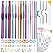 Ensemble De Crochets 40 pièces, Crochets À Poignée En Aluminium 14 Tailles, Kit De Crochet À Poignée Ergonomique Comprenant Des Aiguilles Émoussées, Des Marqueurs De Point (2-10 Mm)