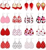 Valentine's Day Leather Earrings for Women Lightweight Faux Leather Teardrop Dangle Earrings Heart-S