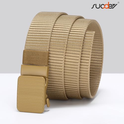 SUOSDEY Men's Nylon Ratchet Belt with Automatic Metal Buckle - Tactical Casual Web Belt for Jeans, Holeless Adjustable — view 5