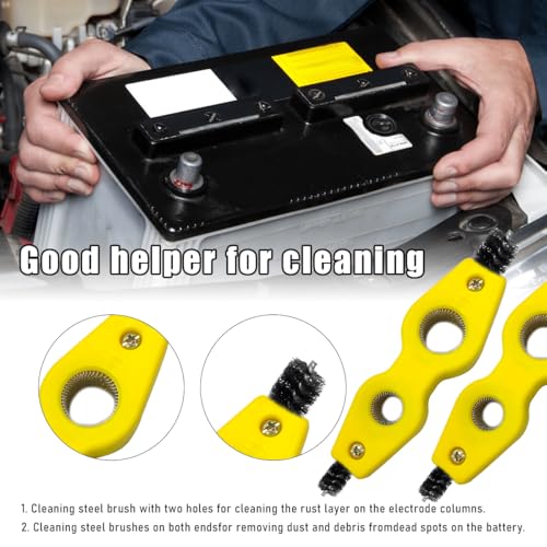 Car Battery Terminal Cleaning Brush, 4 in 1 Steel Wire Brush for Yellow 2 Pcs - Picture 3 of 43