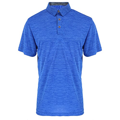 Mens Golf Polo Shirts Quick Dry Tennis Tops Slim Fit Short Sleeve Active Sport Athletic Clothing (Royal Blue Polo 01, L)