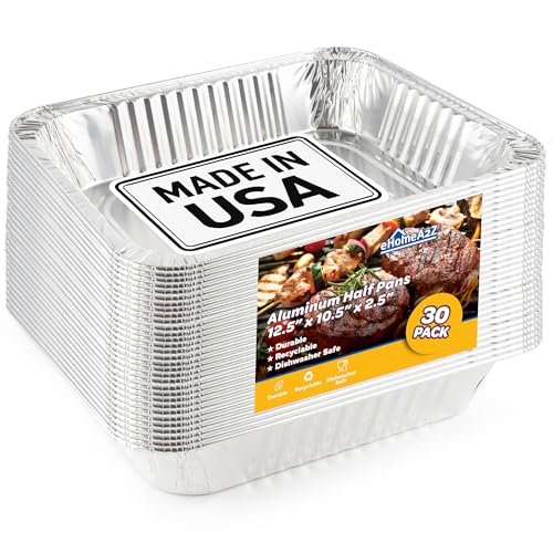 EHOMEA2Z 9x13 Disposable Aluminum Pans (30 Pack) &ndash; Made in USA Half Size Steam Table Pans, 13x...