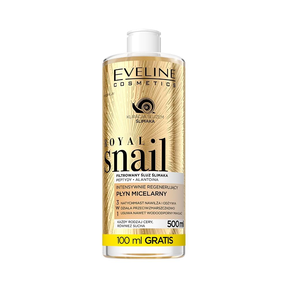 Eveline Cosmetics Royal Snail Intensively Regenerating Micellar Water - Royal Snail for Nourishing Makeup Removal & Skin Regeneration, 500ml