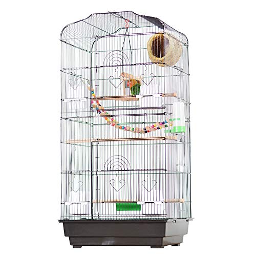 XXXXW Hanging Birdcage Three-tiered Wrought Iron Big Birdcage Top Luxury Bird Cage Villa Suitable for All Types of Bird Breeding High Cage 93cm Birdhouses (Color : Black-regular version)