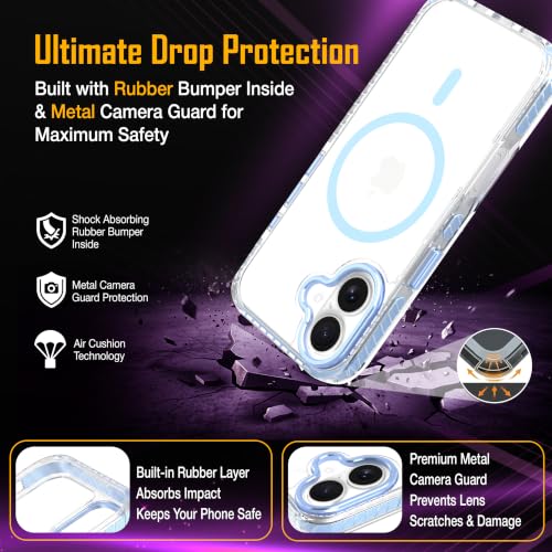 Image of Zapcase Crystal Clear Back case for iPhone 17 | PC Back | TPU Bumper with Inner Rubber Grip | Metal Camera Guard Bezel | Metal Buttons | Scratch Resistant Cover | 2 Layer Edge Protection | Light Blue
