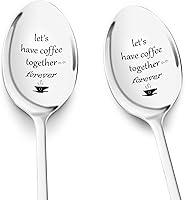 PRSTENLY Engraved 'Her Ice Cream & His Ice Cream' Spoons - 2pc Stainless Steel Couple Gifts for Anniversary, Valentine's, Wedding