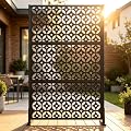 Metal Outdoor Privacy Screen Freestanding Privacy Screens,72" H x 46" W Patio Decorative Metal Fence Panels with Sturdy Stand, Portable Divider Screens for Outside Deck, Balcony, Garden and Indoor