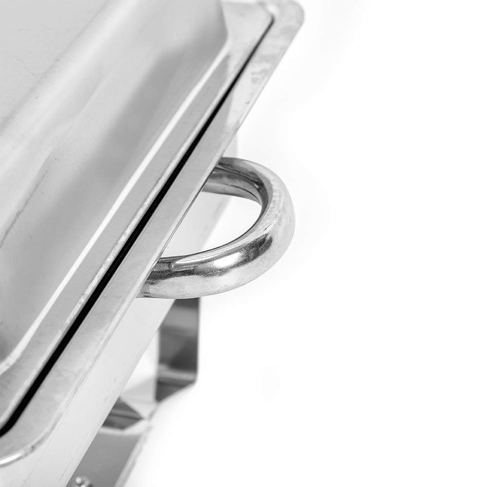 Chafer Taca cateringowa z uchwytami na paliwo, 9 l, podgrzewacz do żywności z pokrywką, składana stal nierdzewna, 3 patelnie na żywność, na imprezę bufetową, catering