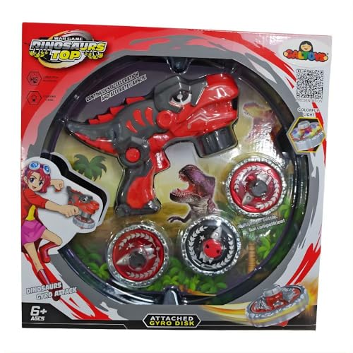 Image of Kidoyz Battle Gyro Spinning Top Battle Set for Kids | High Speed Fighting Tops with Arena & Launchers | Gyro Style Combat Gyroscope Toy | Gift for Boys & Girls Ages 8+ (Dino Gyro)