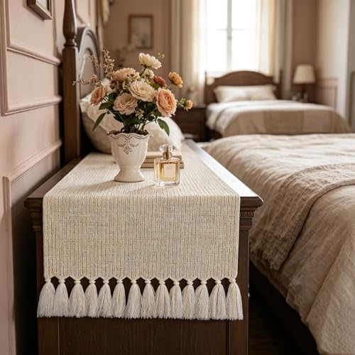 Sofevaim Boho Table Runner 48 Inch, Beige Macrame Dresser Runner - image 7