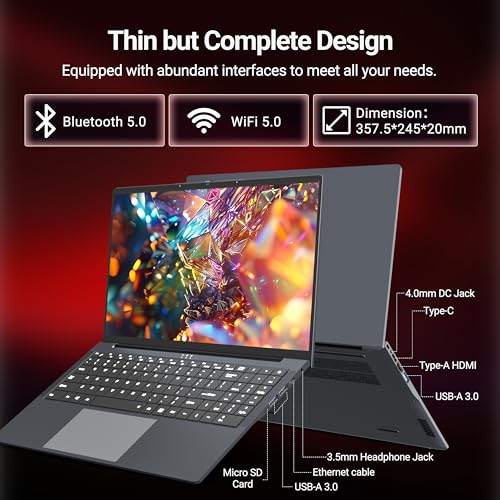 Image of 2026 Laptop, 16'' Laptop Computer with Core i5-8210Y Processor (Up to 3.6GHz) 16GB RAM 512GB SSD, UHD Graphics, FHD 1920*1200, WiFi 5, BT 5.0, 180Open Lap Top, Win 11 Pro, Backlit Keyboard