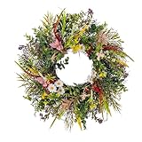 Daisy Wreaths for Front Door Decor, 20' Artificial Chrysanthemum Wildflower Wreath Decorations for Spring Summer Home Door Window Outside Wall Indoor Outdoor Porch and Birthday Wedding Party