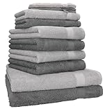 Photo Gallery betz set di 10 asciugamani premium 100% cotone 2 teli doccia 4 asciugamani 2 asciugamani per ospiti 2 guanti da bagno colore antracide e grigio argento Photo Gallery betz set di 10 asciugamani premium 100% cotone 2 teli doccia 4 asciugamani 2 asciugamani per ospiti 2 guanti da bagno colore antracide e grigio argento