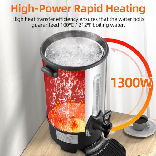 TERUISI Coffee Urn, 65 Cups/9L Commercial Coffee Maker, 1300W Large Coffee Maker Hot Water Tea Urn with Filter Basket & Adjustable Temperature, Stainless Steel Hot Drink Beverage Dispenser by TERUISI - Image 5