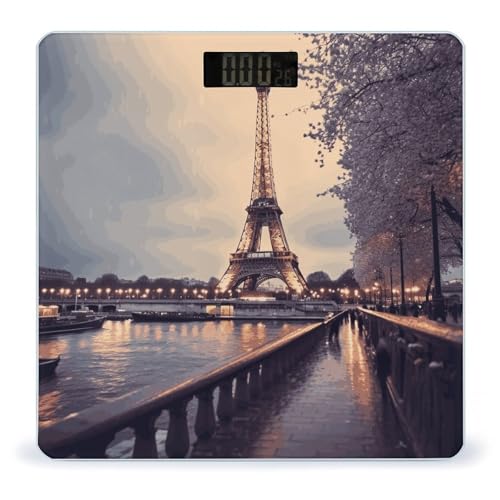 Báscula de baño digital con plataforma de vidrio templado y pantalla LCD miniatura 1