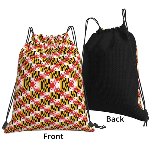 Men Women Maryland Flag Pattern Gym Drawstring Backpack String Sackpack Bag2