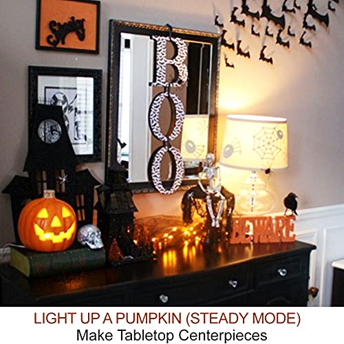 Image of 2-Pack Large Halloween Pumpkin Lights with Remote and Timer - White Pumpkin Lights Battery Operated Halloween Decor - Bright Jack-O-Lantern Decorations