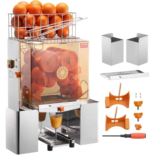 Máquina Exprimidora Naranjas Comercial 120W Automática, Exprimidor Eléctrico Resistente Acero Inoxidable, Filtro Extraíble, 20-22 Naranjas/Min, 40-80mm, Rendimiento del 80%