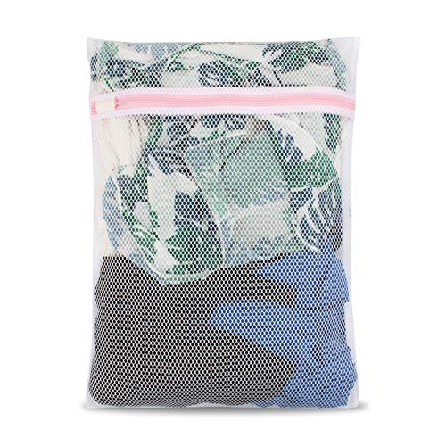 Image of MJIYA Mesh Laundry Bags for Delicates with Premium Zipper, Travel Storage Organize Bag, Clothing Washing Bags for Laundry, Blouse, Bra, Hosiery, Stocking, Underwear, Lingerie (WhiteB, 19.6x23.6 Inch)