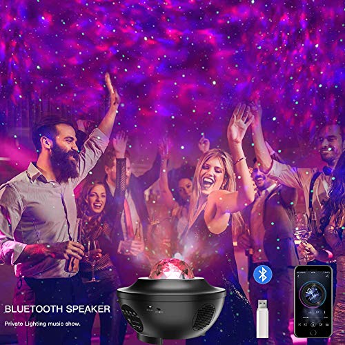 Star Projector Night Light Projector with LED Galaxy Ocean Wave Projector Bluetooth Music Speaker for Baby Bedroom,Game Rooms,Party,Home Theatre,Night Light Ambiance