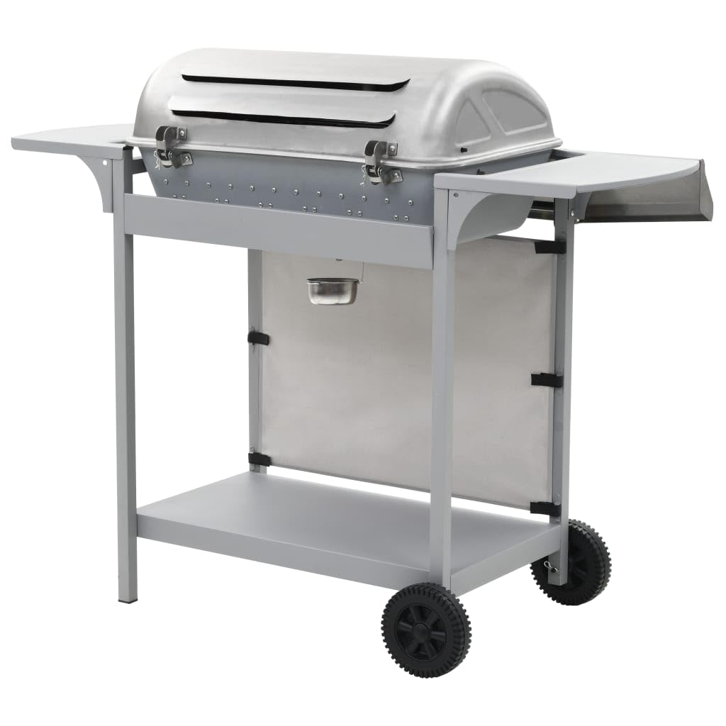 Gasgrill mit 6 Flammen Edelstahl, Garten Grillstation mit Thermometer, Seitenablagen und Fettauffangwanne, 12 kW Leistung