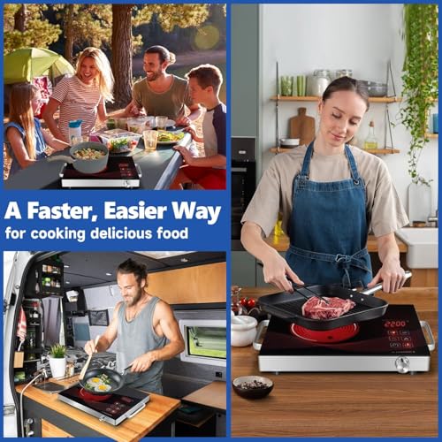 Image of Sellzio Cook Single Burner Infrared Electric Stove, Small Countertop Portable Hot Plate for Cooking, 3500 W Ceramic Glass Infrared Burner with LCD Touch Screen