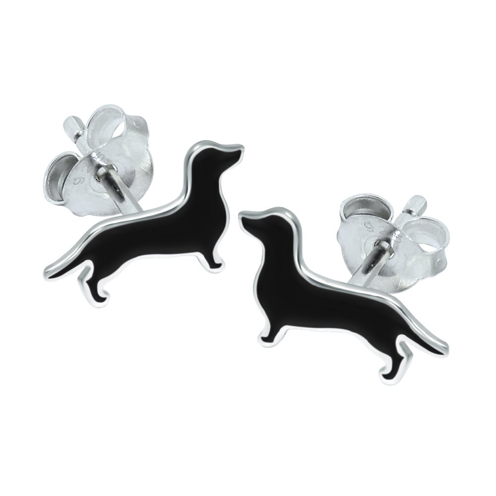 Orecchini per cani bassotto rosa in argento sterling