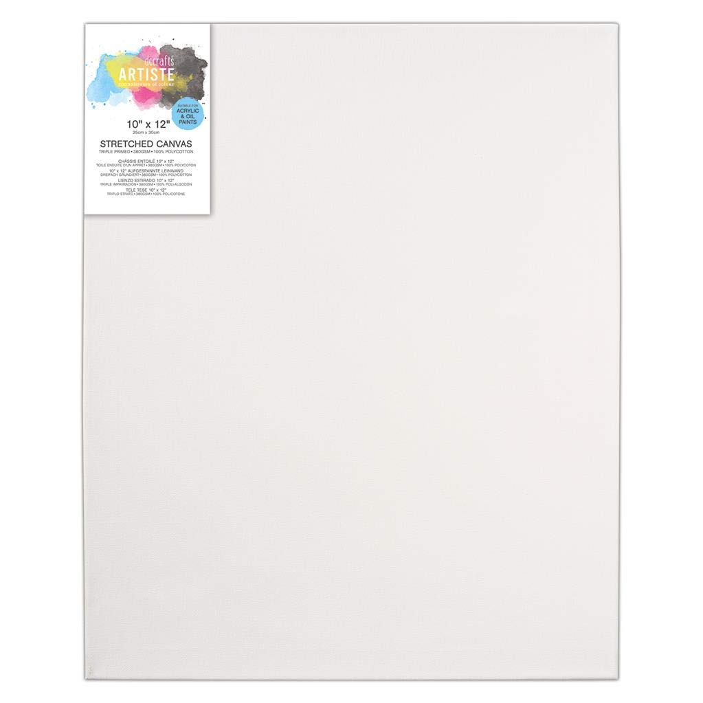 Artiste Stretched Canvas, 380gsm, White, 10x12", Triple Primed, Wooden Frame Painting, Perfect Canvas for Painting, Art Supplies for Acrylic Paint & Canvas Wall Art, Combine with Art Set & Paint Set