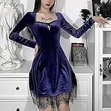 DINGJIUYAN Gothic Black Halloween Punk Dress Cosplay Lace Sexy Women Goth Long Dress Vintage Retro Dress Punk Dress - Image 3