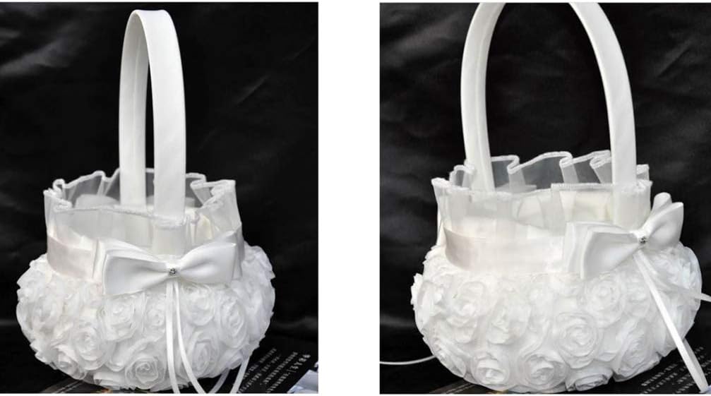 Wedding Decor 6PCS Girl Baskets for Wedding 6.9 * 8.6 Inch Rose Embroidery Basket for Ceremony Rustic Theme Vintage Decor