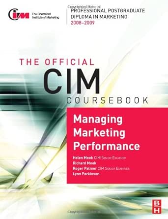 Managing Marketing Performance Textbook Edition book cover