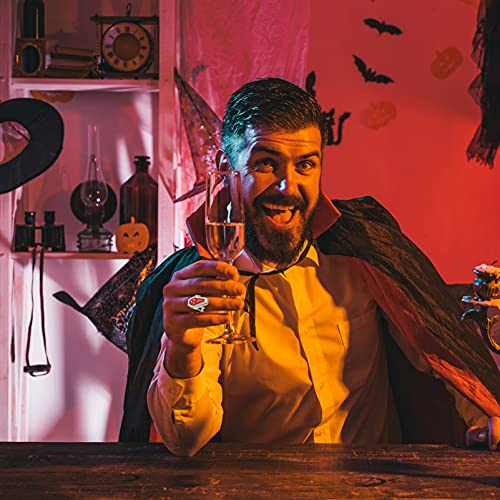 Lurrose Anel gótico 4 peças em formato de caixão cruz anel de dedo Halloween morcego anel vintage pu