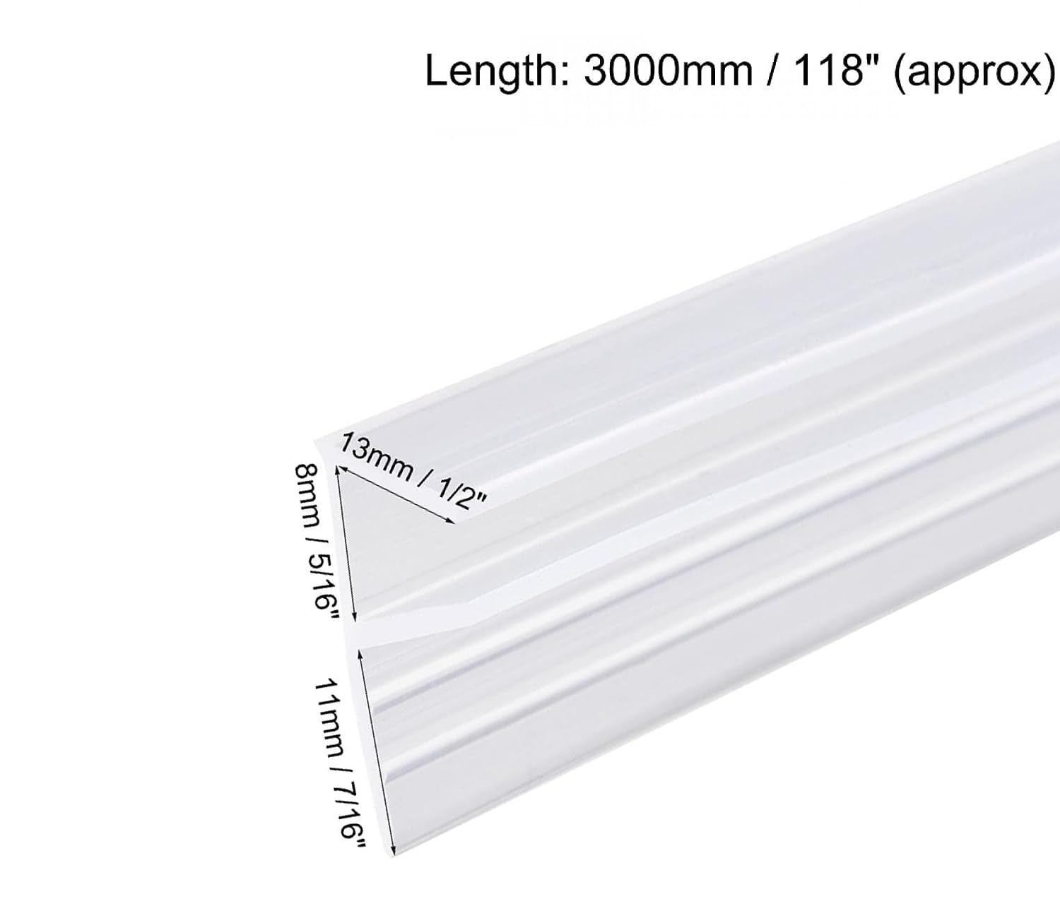 MACHSWON Frameless Glass Shower Door Sweep for 0.31inch(8mm) Glass, F Shape Door Bottom Side Seal Strip with 11mm Drip Rail - Image 2