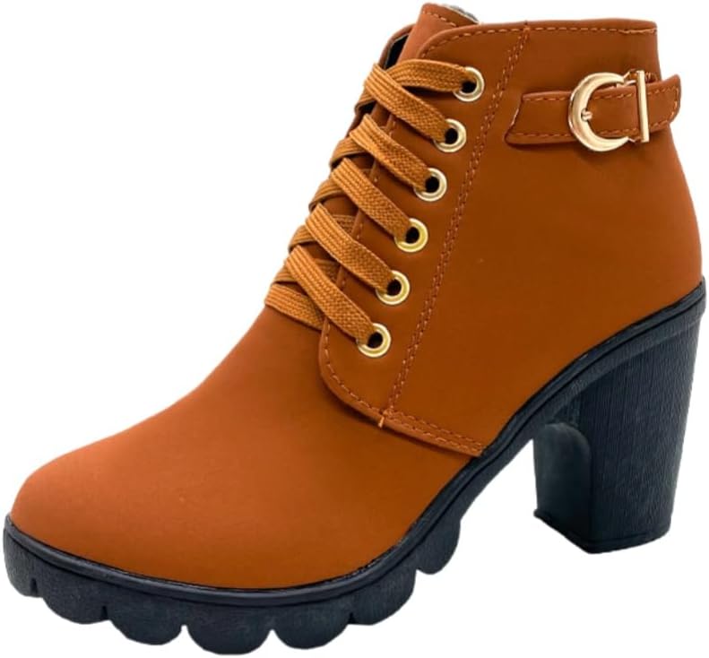 Lady's high-heeled short boots, thick sole, outdoor use, anti-slip and wear-resistant