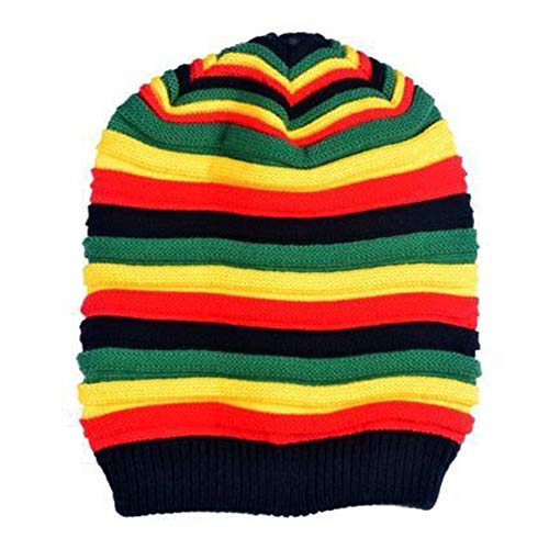 HZYFP Multi-Colour Jamaican Rasta Hat Slouchy Baggie Beanie Knit Gorro Reggae Cap