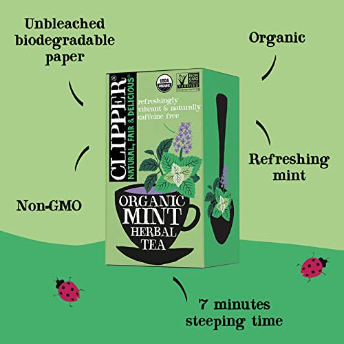 Clipper Tea Mint Herbal Teabags - Caffeine Free, USDA Organic
