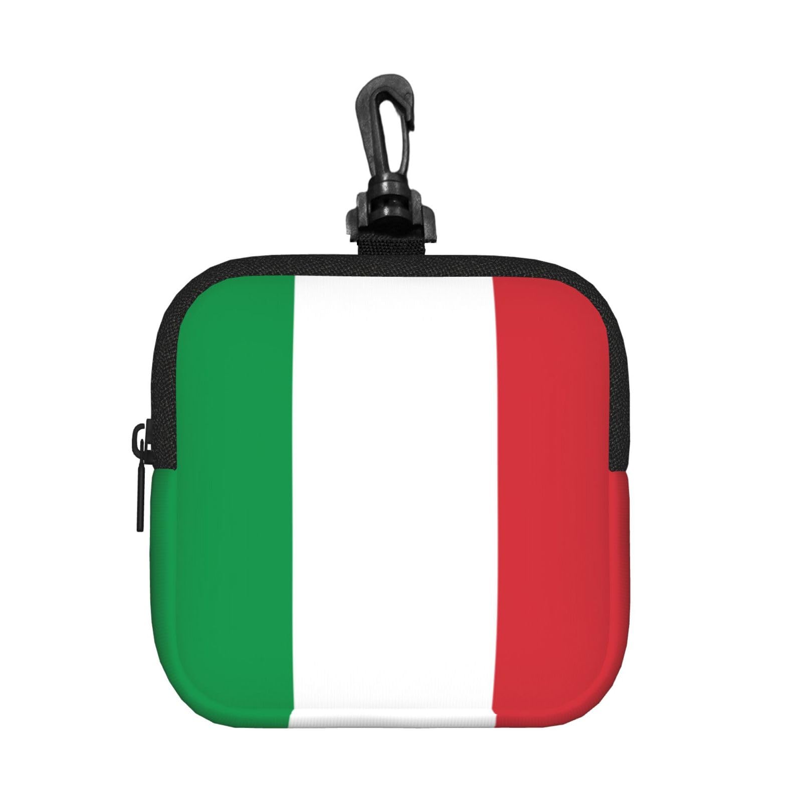 Ercgad Unisex Black Italy Flag Print Square Storage Bag Travel Toiletry Cosmetic Organizer Pouch Lightweight Reusable