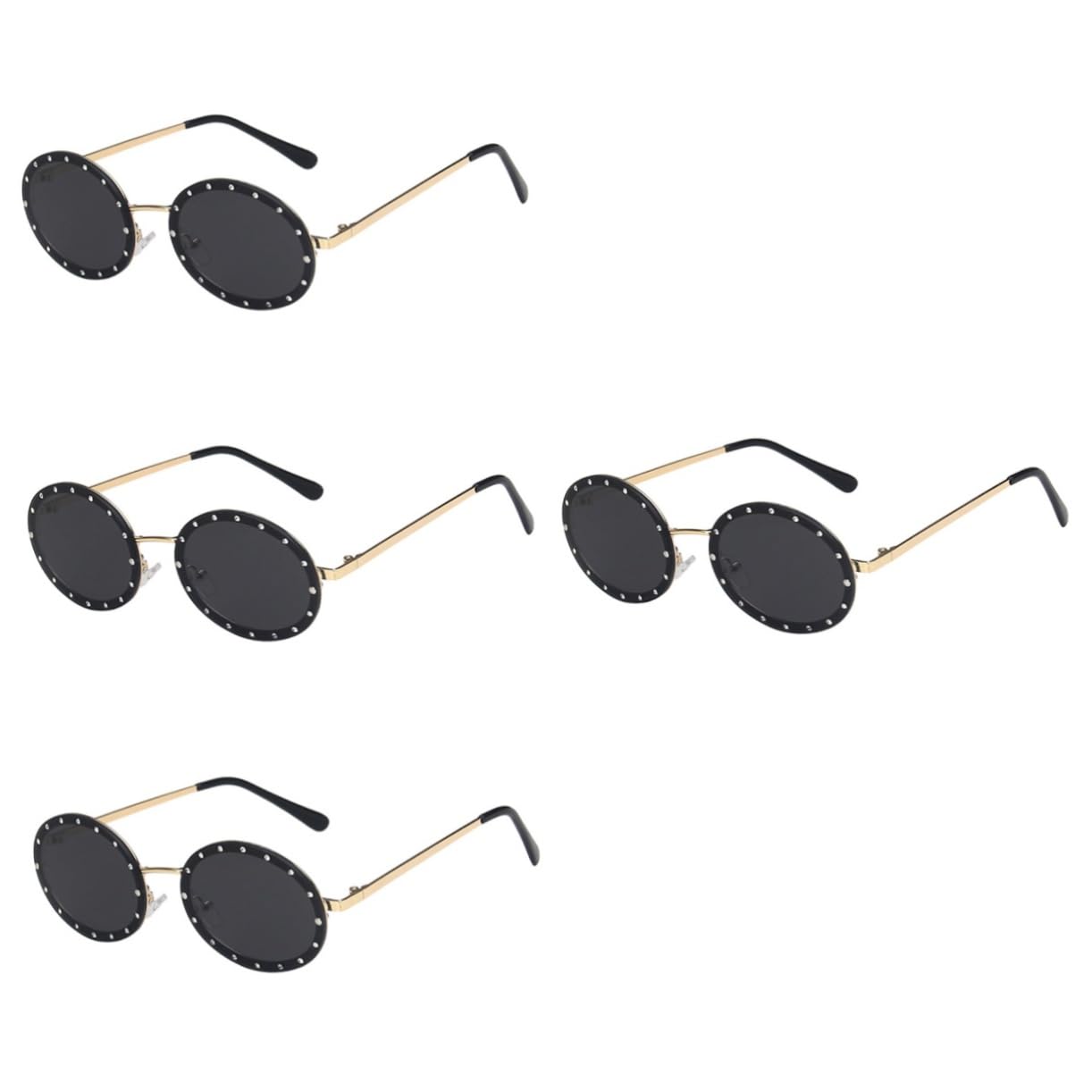 Healvian 4 Pezzi Occhiali Sole Retro Ovali con Montatura Chic per Uv per Speciali