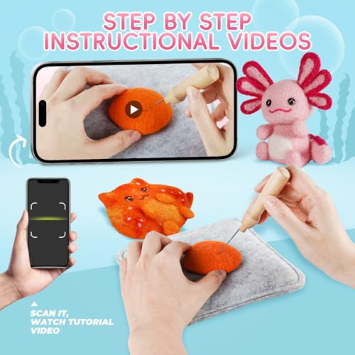 Image of Gipony Needle Felting Kit, 6 PCS Animal Needle Felting Beginner Kits, Wool Felt Needle Felting Tools Foam Pad, Craft Party Supplies for Beginners Adult