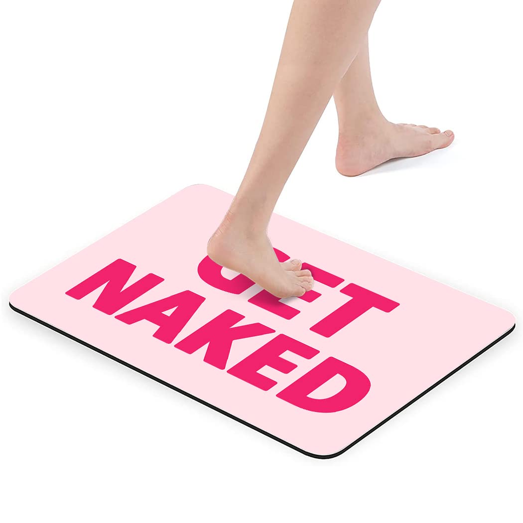 YISUMEI Get Naked Bath Mat Hot Pink Bathroom Rugs Cute Funny Decor Bath Tub Accessories for Women Non Skid Indoor Mats Pink Shower Rug,17"x24" - Image 3