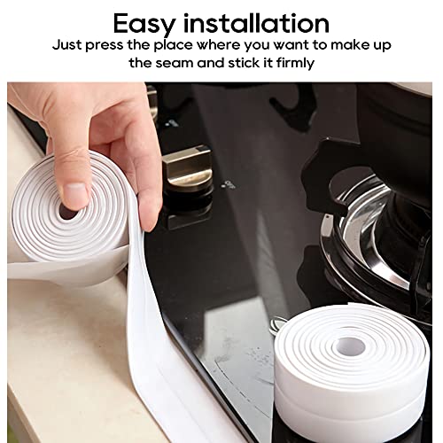 Gurotd Self Adhesive Caulk Strip Tape,1.5In X 10.5Ft Caulk Tape Waterproof Sealing Strip Pvc Corner Protector Caulking Sealant Tape For Bathroom Kitchen Toilet Sink (White-1 Roll) #TOP5