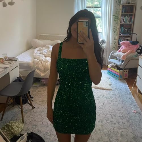 Square Neck Short Homecoming Dresses for Teens 2025 Sparkly Sequin Tight Mini Prom Cocktail Party Gowns4