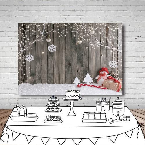 LYWYGG 7X5FT Joyeux Noël Toile de Fond Neige Étage Photo Fond Mur en Bois Photographie pour Enfant CP-70 – Image 4