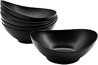 Vista 2 de Juego de 6 cuencos ovalados de fibra de bambú de 34 onzas, cuencos grandes de 8.8 pulgadas para cocina, comer y restaurantes, juego de cuencos